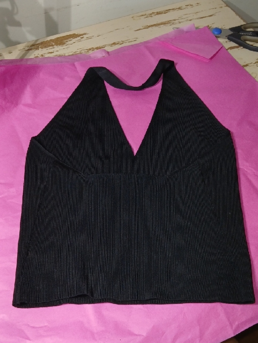 Ralph Lauren Black Knit Halter Top with Purple Label